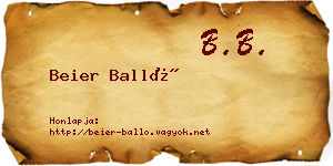 Beier Balló névjegykártya